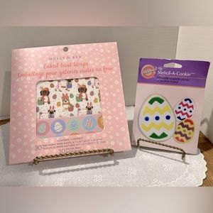 MOLLY & REX BAKED TREAT WRAPS & 1 WILTON OVAL EASTER EGG STENCIL-A-COOKIE CUTTER